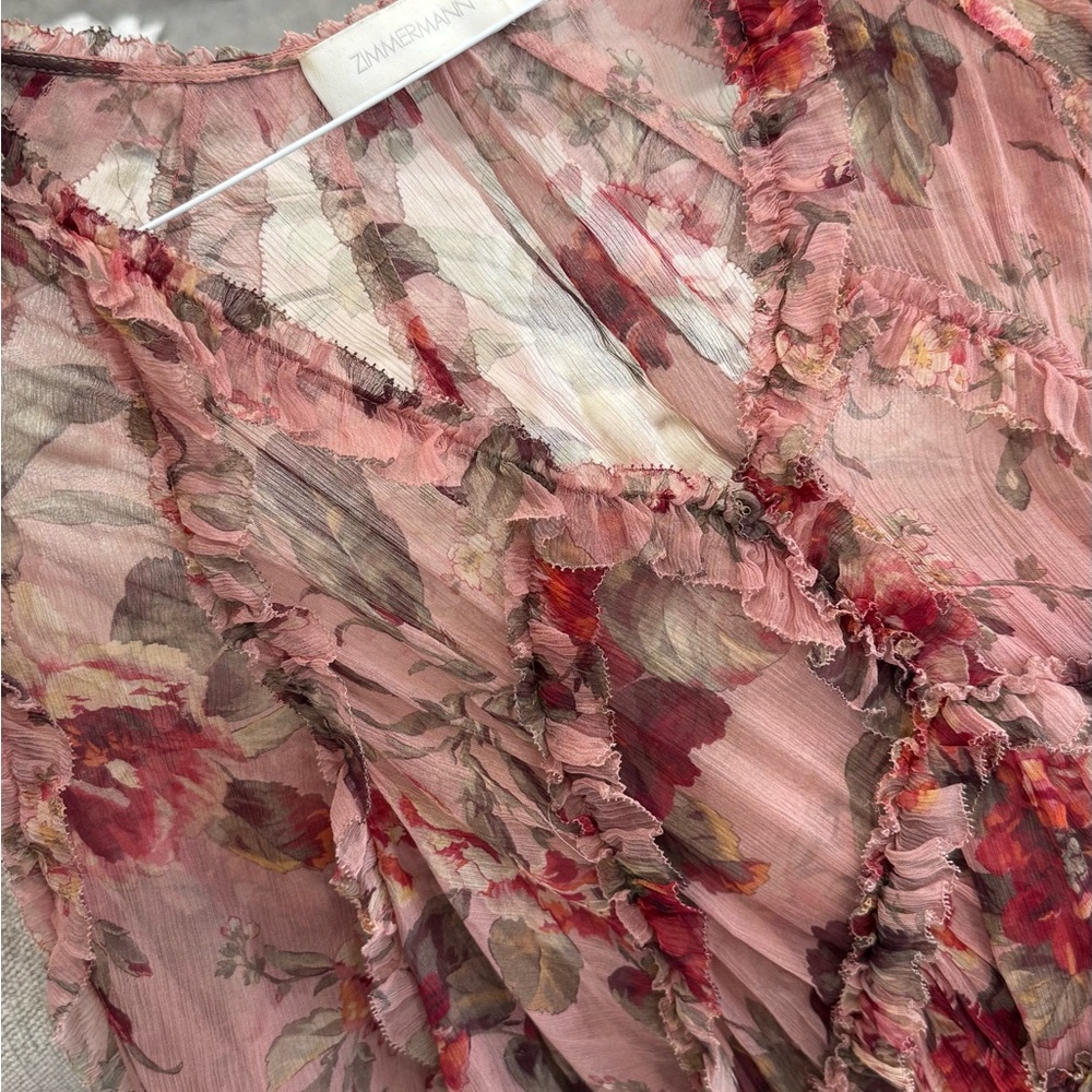 Pink Floral Ruffled   Dress - Picture 4 of 14
